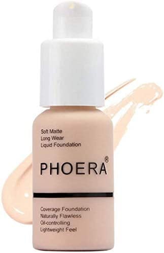 ABRUS® - Phoera Foundation Makeup, Full Coverage Foundation, Soft Matte Oil Control Concealer, Liquid Foundation, Long Lasting 24HR Waterproof and Blendable 30ml (101 Porcelain)