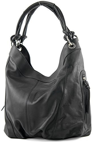 modamoda de - Z18 - ital Damenhandtasche aus Leder/Nappaleder, Farbe:Schwarz2