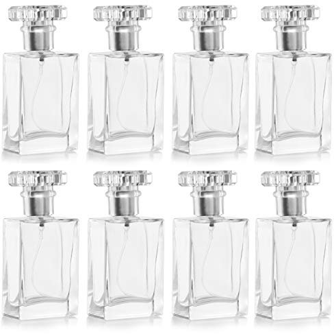 Belle Vous Flacon Spray Vide 30 ml Bouteille Parfum Vide Rechargeable (Lot de 8) - Bouteille Spray Carré Transparente avec Pulvérisateur Argent - Flacon Pulvérisateur Pour Voyages, Huiles Essentielles