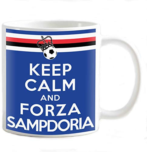 My Cust Tazza Mug personalizzabile Keep Calm e Forza blucerchiati Genova nel cuore, adatta a Sampdoriani !