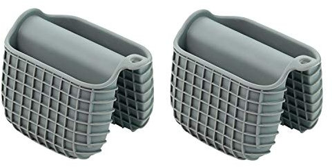 Kalopro Silicone Heat Resistant Oven Gloves for Kitchen Cooking and Baking, Protecting Fingers from Hot Plate Pans, Mini Oven Hand Clips are Sold in Pairs (Square-Gray)