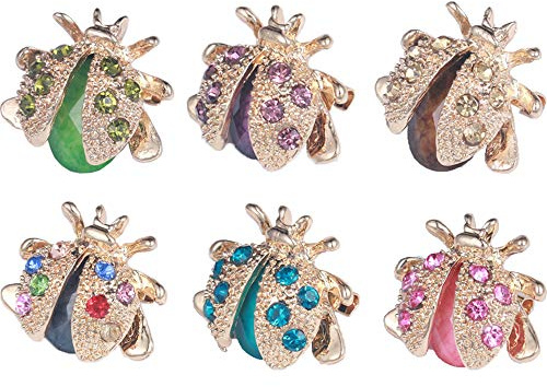 Broche Coccinelle, 6 Pièces Broche Insecte, Broche Animaux, Broche Femme pour Banquets, Fêtes, Mariages, Robes, Décorations, Cadeaux de Noël (6 Couleurs)