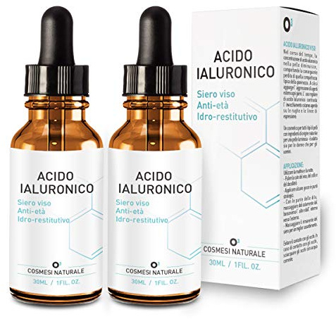 Acido Ialuronico Viso - Siero Antimacchia 2x30ml | Vitamina C - Effetto Anti Età – Antirughe – Acne - Cicatrici | Vegano e Naturale | Formula innovativa