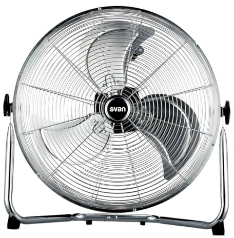 Svan Ventilador Industrial Cromo 18, 110W, SVVE451C. 3 Aspas, Control Manual, Soporte Patas