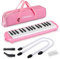 CAHAYA Melodica 32 Keys Double Tubes Mouthpiece Air Piano Keyboard Musical Instrument with Carrying Bag 32 Keys, Pink, CY0050-3