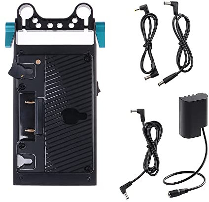 FOTGA Station d'alimentation sur Rail de 15 mm pour Anton Bauer avec Batterie factice DMW-BLF19 pour Appareil Photo Panasonic GH3 GH4 GH5 GH5s, Moniteur, lumière LED, EVF, Sortie DC/D-Tap