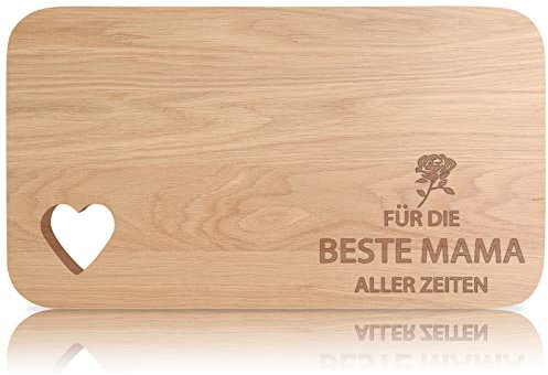 Frühstücksbrettchen aus Holz, Holzbrett mit Gravur, Frühstücksbrett mit Herz-Ausschnitt, Geschenk für Mama, Muttertagsgeschenk Personalisiert, Geschenke für Mütter