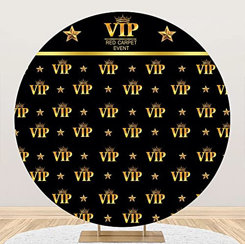 Laeacco 2.8x2.1 m, VIP, runder Hintergrund, Polyester, roter Teppich, Event, Fotografie, Hintergrund, goldene Krone, Sterne, Neugeborene, Babyparty, Banner für Männer und Frauen, Portrait-Fotostudio