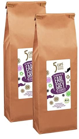 5 CUPS and some leaves - The Adventures of Earl Grey | Loser Tee | Schwarztee mit Bergamotte| Bio & Vegan | Gastronomie | 2 x 200g