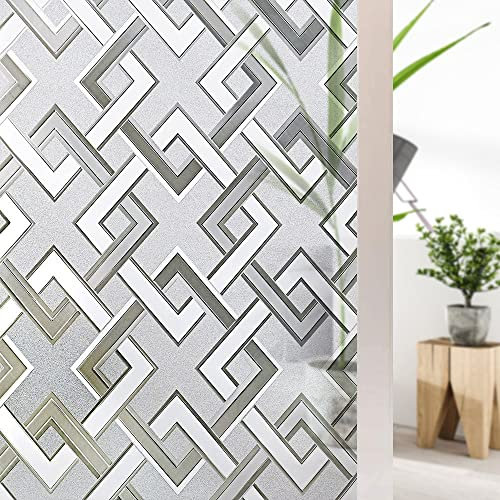 Shackcom Film Électrostatique Fenêtre Film de Vitre Autocollant Bon Intimité Protection Auto-Adhésif Anti Regard Sticker Anti-UV Décoratif pour Bureau Chambre Cuisine Maison-J061 90x400cm