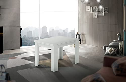 web-furniture Jesi Küchentisch, 90 cm, ausziehbar, Melamin, Lärchenweiß, extra groß, 49 Einheiten