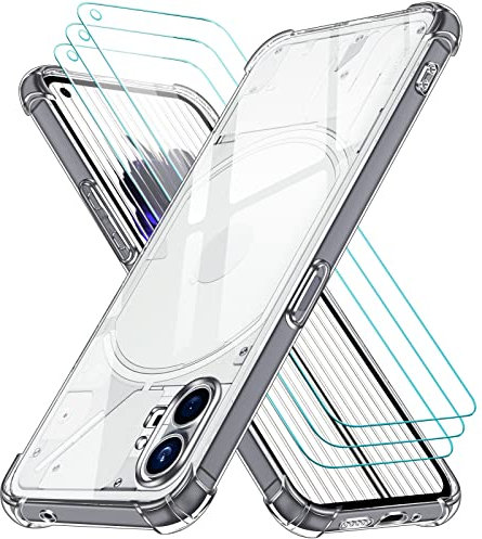 ivoler Klar Hülle für Nothing Phone 1 / Nothing Phone One mit 3 Stück Panzerfolie, Dünne Weiche TPU Silikon Transparent Stoßfest Schutzhülle Durchsichtige Kratzfest Handyhülle Case Cover
