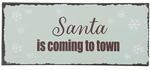 IB Laursen Schild 'Santa is Coming to Town' Metall Weihnachten Spruch Blech Weihnachtsmann