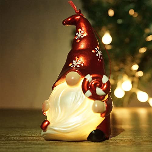 Wichtel Figuren mit Licht Leuchtend, Weihnachtswichtel Figuren mit LED, Weihnachtsfiguren Deko Innen, Weihnachtsdeko Amerikanisch Tisch Beleuchtet Laterne Weihnachtsbaum Hängend Deko (Rote Süßigkeit)