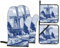 Nederland Ofenhandschuhe und Topflappen im Vintage-Stil, holländische Windmühle, Delfter Blau, 4 Stück, Ofenhandschuhe und Topflappen, hitzebeständige Handschuhe für Küche, Kochen, Backen, Grillen, G