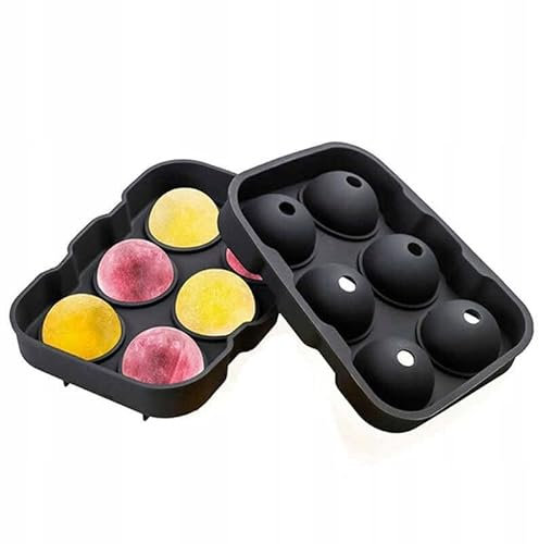 Kugel Eiswürfelform Silikon Wiederverwendbare für Whisky-Cocktail oder Babynahrung- Ball Ice Maker - Groß Eiswürfel Wiederverwendbar - Runde Eiswürfel Silikon - Eiswürfelbereiter mit Trichter Schwarz