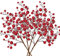 Oairse 4er Set Kunstpflanze Kunstzweig Künstlicher Beerenzweig Weihnachten deko Glitzer, Dekorative Zweige mit Beeren Künstliche Holly Berry für Weihnachtsbaum, Christbaumschmuck, Rot