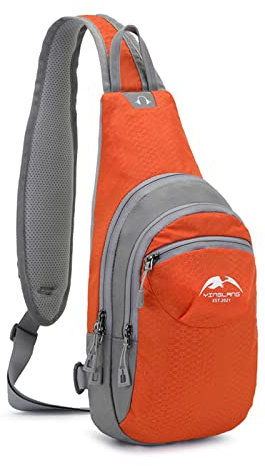FANDARE Unisex Brusttasche Sport-Schultertaschen Sling Bag Herren Damen Umhängetaschen Crossover Rucksack Schultertasche Daypacks für Outdoor Reisen Camping Wanderrucksäcke Crossbody Pack Orange