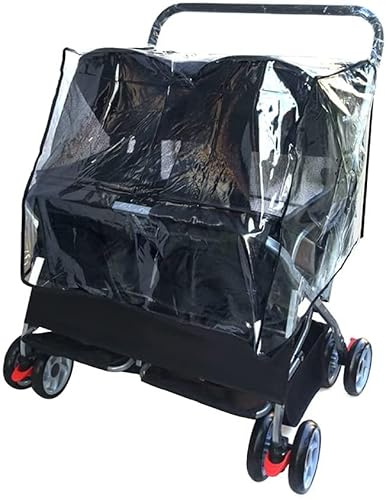 Pet Cat Stroller Doppelsitz-Hundewagen Kinderwagen für mittelgroße kleine Hunde Hundewagen für 2 Hunde Doppelkinderwagen Pet Strollers Einfach zu Falten und platzsparend (Schwarz mit Regenschutz)