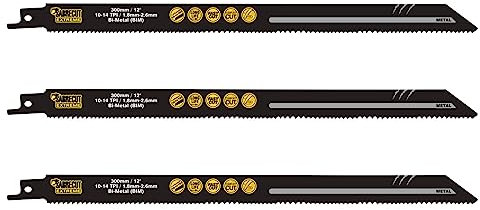 3 x SabreCut SCRS1222VF 300mm 10-14 TPI S1222VF Fast Metal Cutting Reciprocating Sabre Saw Blades