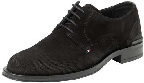 Tommy Hilfiger Calzado de Ante para Hombre Derby Zapato, Negro (Black), 40 EU