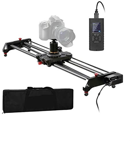 KOZWAY Caméra vidéo accélérée 80cm Studio Camera Slider Track Dolly Vidéo Stabilisateur Stabilisateur Rail Fibre de Carbone 120 degrés Panoramique Panoramique Temps de Cycle Automatique Temps-Lapse
