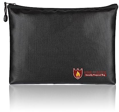 BBTISG Feuerfeste Dokumententasche, 29 x 20cm Feuerfeste Tasche Kleine Sichere Silikonbeschichtet Feuerfeste Dokumententasche für A4-Dokumente, Akten, Rechnungen,Vertrag