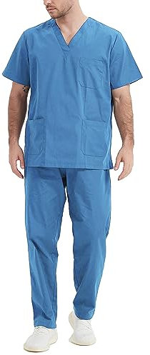 MISEMIYA - Unisex-Schrubb-Set - Medizinische Uniform mit Oberteil und Hose ref.6801-6802 - Medium, Blauer Himmel