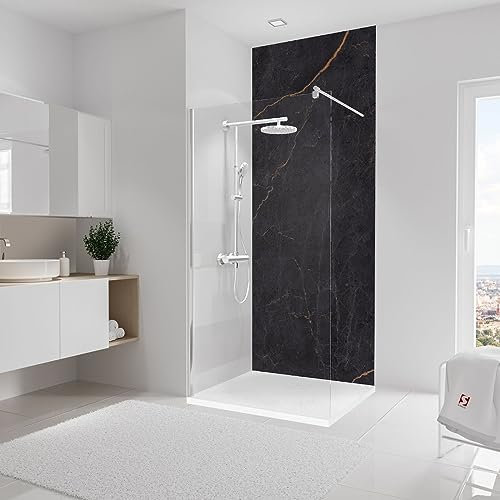 Schulte Decodesign Wandverkleidung Marmor-Anthrazit-Kupfer 100 x 255 cm, 3 mm Aluminium-Verbundplatte, Wandverkleidung als fugenfreier Fliesenersatz