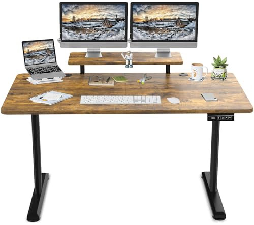 TRIUMPHKEY Bureau Assis Debout 160×70cm Bureau Hauteur Réglable Electrique,Marron Ordinateur,Standing Desk,Table Assis Debout Idéal pour l'apprentissage au et Les Jeux