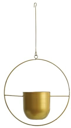 WUUISDNX Leichter Übertopf zum Aufhängen an der Decke für kleine Räume, Sukkulenten Luftpflanzen, Kaktus Topf, Metall Hängedekorationstopf, Goldener Kreis