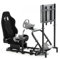 Minneer Flight Sim Cockpit with Monitor Stand and Black Seat Enhanced Fit for Logitech Thrustmaster Fanatec G29 G920 Professional Driving Mount(50MM Large Round Tube)Without Wheel Pedal and Handbrake