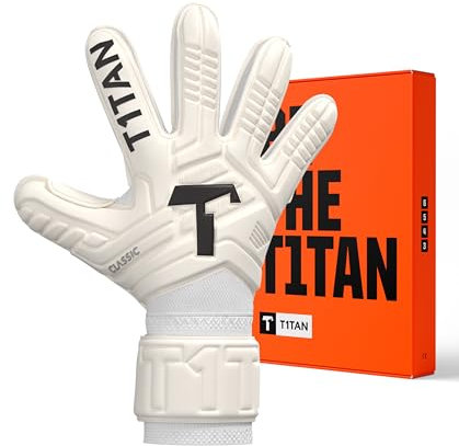 T1TAN Classic 1.0 White-Out Junior - Torwarthandschuhe Kinder - ohne Fingerschutz - Fußballhandschuhe für Torhüter - Größe 4