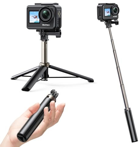 AKASO Trípode Selfie Stick de 60 cm con Polo telescópico para cámara de acción, Soporte para cámara de acción, Compatible con AKASO, Go Pro 12 11 10 9 8