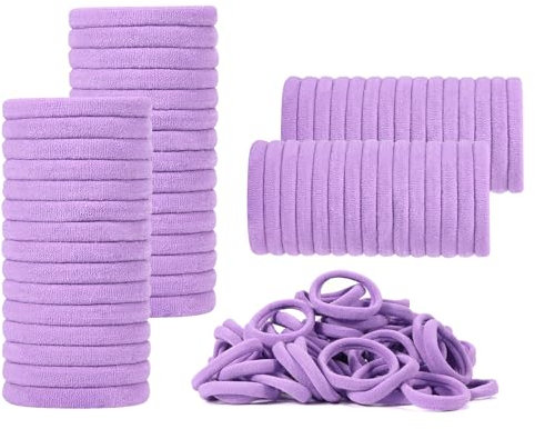 Confezione da 100 elastici per capelli spessi da donna, morbidi, senza cuciture, colorati, per coda di cavallo, per ragazze, viola chiaro (viola chiaro)