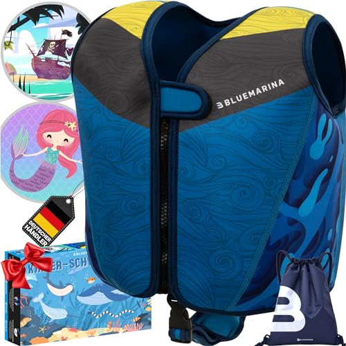 Bluemarina Schwimmweste für Kinder | Verschiedene Größen von Kleinkind bis Baby - Schwimmlernhilfe - Schwimmhilfe - Schwimmflügel - Schwimmring - Schwimm Weste für Kind ab 1-9 Jahren (Laguna, L)