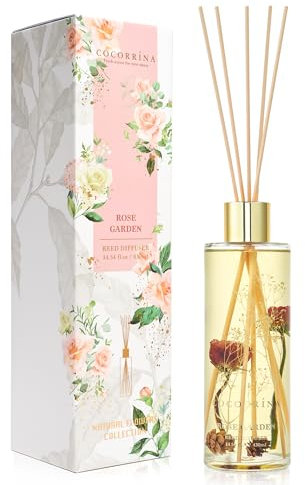 COCORRÍNA Diffusore Profumo Ambiente, Giardino delle Rose 430ml con 8 Bastoncini per la Profumazione della Casa per Il Bagno e la Camera da Letto