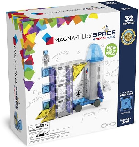 Magna-Tiles Space 32-Piece Magnetic Construction Set Age 3+, The Original Magnetic Building Brand
