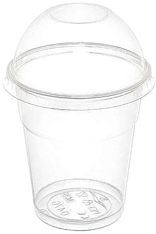 DOT Horeca Solutions 100 Bicchieri con coperchi cupola PET trasparenti monouso 350 ML tacca 0,3 alta qualità usa e getta bicchiere macedonia bevande frappè cocktail granite gelati coperchio