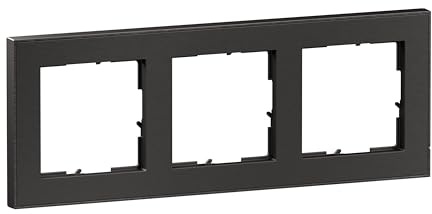 LEGRAND, SEANO+ 3-fach Rahmen mit Echtmaterialoberfläche, halogenfreies Thermoplast, nachhaltige Produktion und Verpackung, Farbe: Dark Steel, 765493