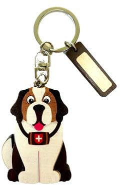 Porte clés en Bois St Bernard, Personnalisable