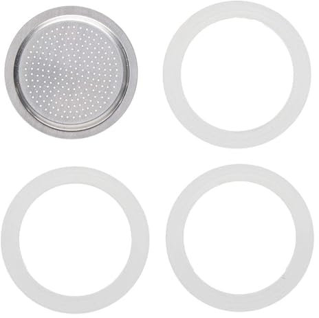 Lohill 3 Stück Dichtung für Espressokocher 6 Tassen, Espressokocher Ersatzdichtung Silikon, Espressokocher Gummidichtung, Dichtungsring für Kaffeekannen, Mit 1 Stück Aluminium Sieb