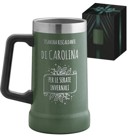 Maverton Boccale da birra termico per campeggio - Tazza personalizzata 700 ml per donne - Tazzine caffe particolari per mamma - Regalo donna compleanno camping - In acciaio inox - Idee regalo donna