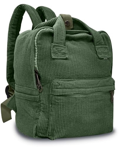 Boziee Leinwand/Cord Rucksack Damen Cityrucksack Daypack Mädchen Rucksackhandtasche Teenager Schulrucksack für Schule, Reisen, Arbeit unisex (Cordury, Grün)