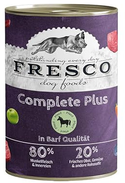 FRESCO Dog Complete Plus NassBarf Pferd 6 x 800g | Nassbarf getreidefrei für Hunde | gesund und natürlich | ohne künstliche Zusätze | Made in Germany