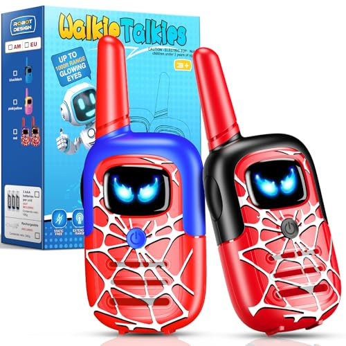 Toyokid 2 PCS Spider Walkie Talkies for Kids, Spider Toys for 3 4 5 6 Year Old Boys Gifts for 3-8 Year Old Boy Toys, 1000FT Spider Kid Walkie Talky Kids Toy for Activity Camping Garden Outdoor Toy