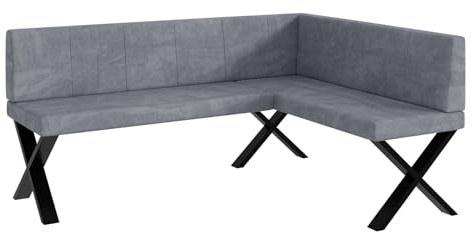 MEBLINI Eckbank für Esszimmer - Küchenbank - Essecke - Sitzecke Küche - Peter - X-Beine 128x168x87cm Rechts - Grau Samt