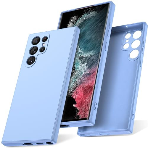 Watana Cover per Samsung Galaxy S22 Ultra Custodia in Silicone, Custodia Antiurto Case Sottile in Silicone TPU con Strato Interno in Fibra per samsung S22 Ultra, Azzurro Chiaro