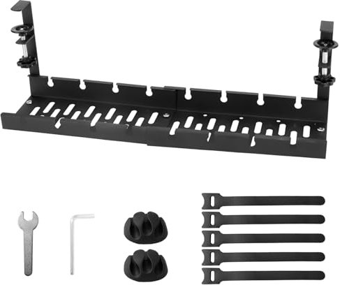 Organizador de Cables Escritorio, Retráctil de 30,5-54,5 cm Organizador Cables Escritorio Negro sin Necesidad de Taladrar, Recoge Cables Mesa Escritorio para Oficina, Hogar y Cocina