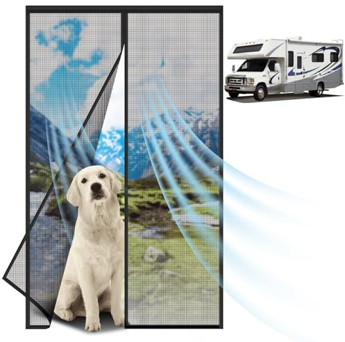 DZGKGM Tenda magnetica per porta camper, resistente agli strappi, rete repellente per zanzare per camper, roulotte da viaggio, quinta ruota, durevole per tenere lontani gli insetti e lasciare entrare
